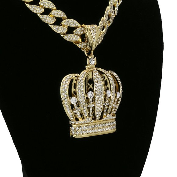 14k Gold Crown Cuban 18" Chain + Pendant
